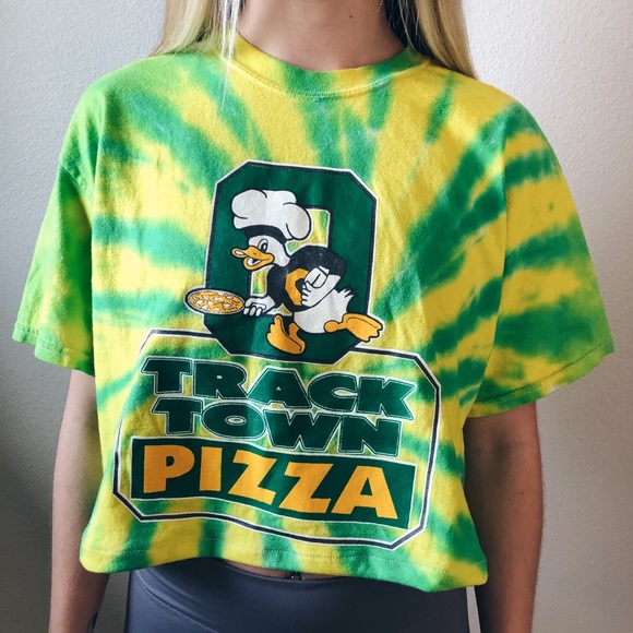 Tops - Oregon Ducks Track Town Pizza Custom Crop Top
